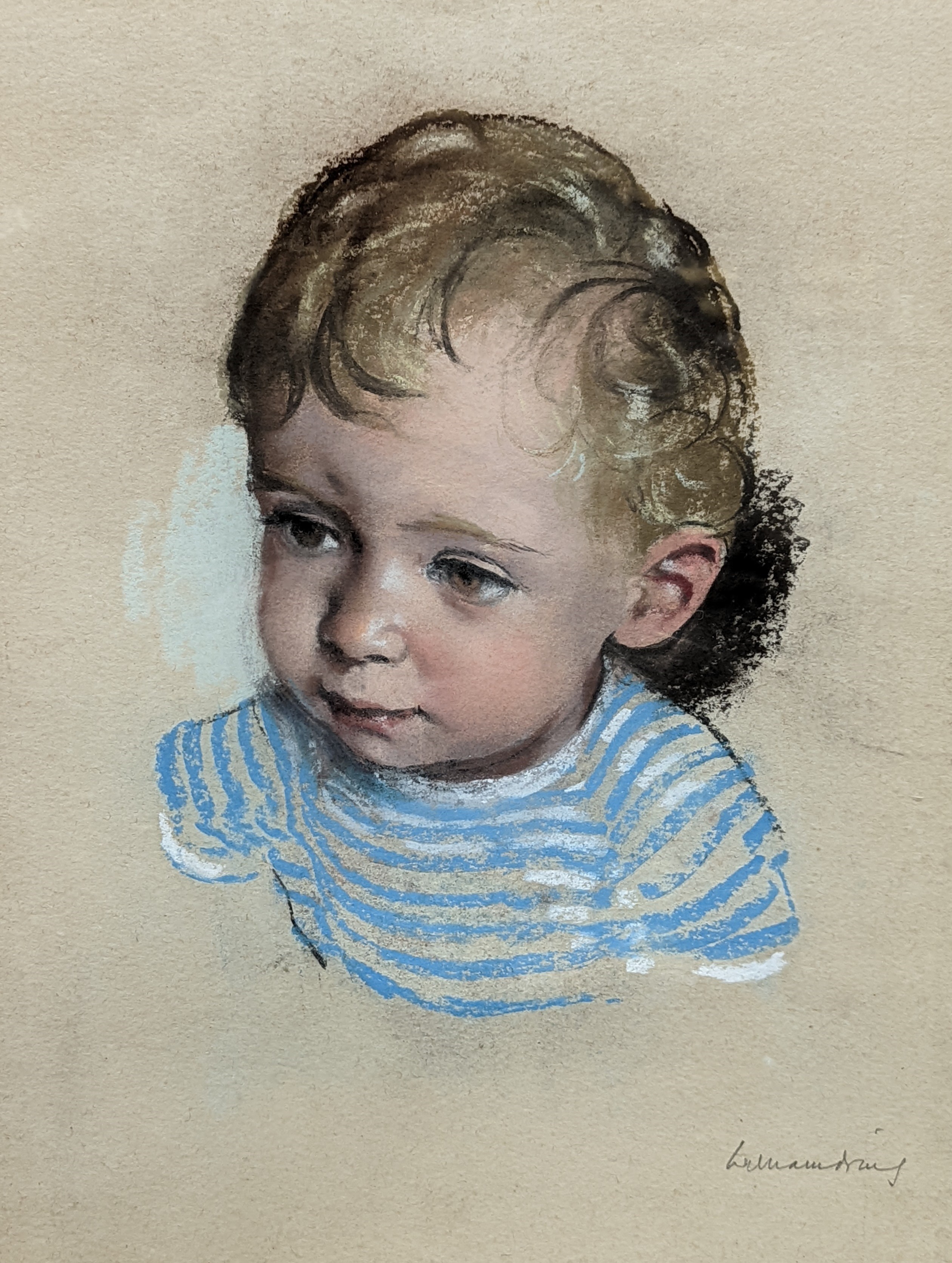 William Dring, pastel on paper, Portrait of a young boy 38x29cm